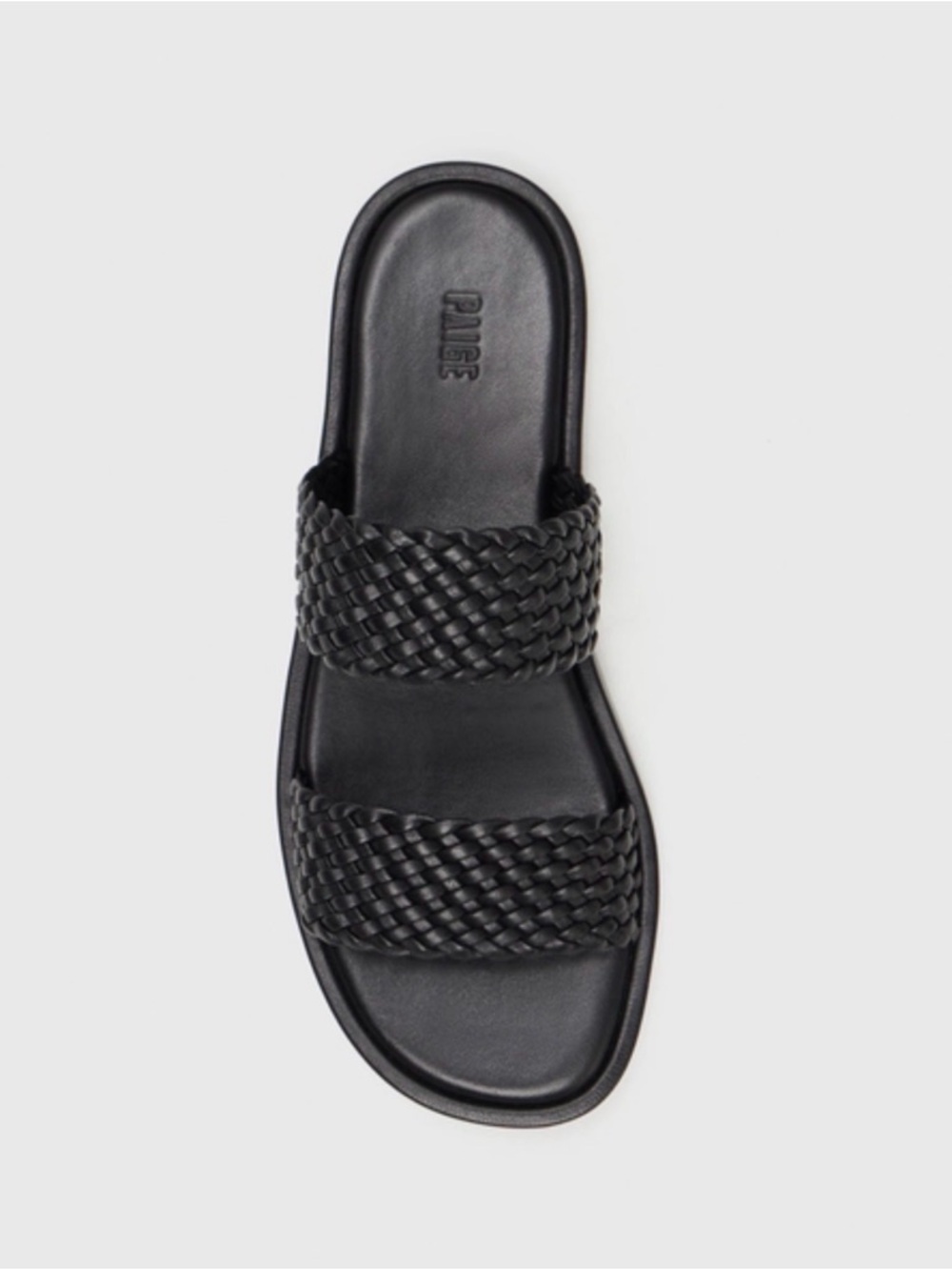 PAIGE Black Leather Woven Double-Strap Slide Sandal Size 7.5